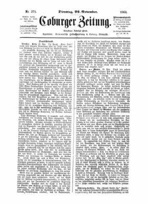 Coburger Zeitung Dienstag 22. November 1864