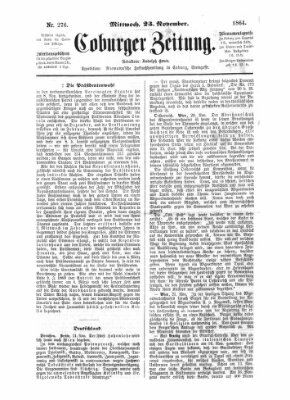 Coburger Zeitung Mittwoch 23. November 1864