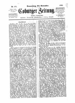 Coburger Zeitung Donnerstag 24. November 1864