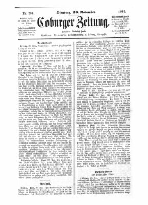 Coburger Zeitung Dienstag 29. November 1864