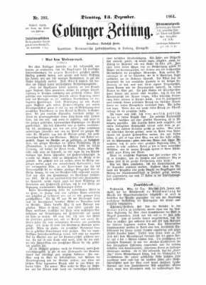 Coburger Zeitung Dienstag 13. Dezember 1864