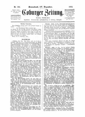 Coburger Zeitung Samstag 17. Dezember 1864