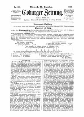 Coburger Zeitung Mittwoch 21. Dezember 1864