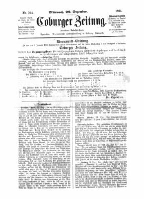 Coburger Zeitung Mittwoch 28. Dezember 1864