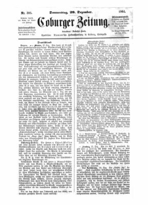 Coburger Zeitung Donnerstag 29. Dezember 1864