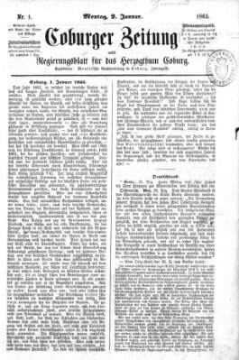 Coburger Zeitung Montag 2. Januar 1865