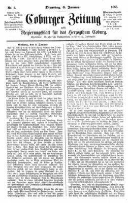 Coburger Zeitung Dienstag 3. Januar 1865