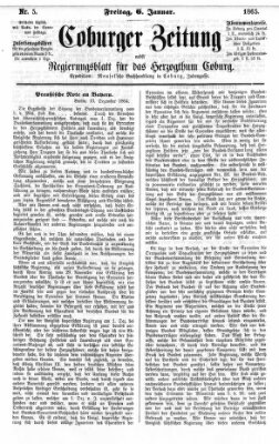 Coburger Zeitung Freitag 6. Januar 1865