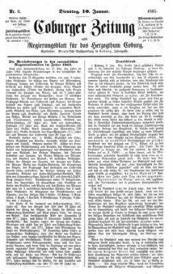 Coburger Zeitung Dienstag 10. Januar 1865