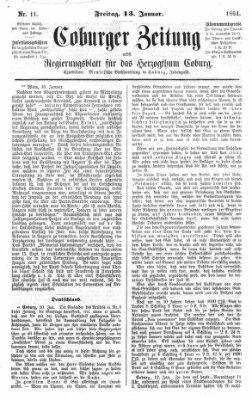 Coburger Zeitung Freitag 13. Januar 1865