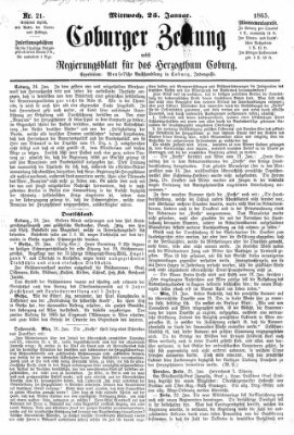 Coburger Zeitung Mittwoch 25. Januar 1865