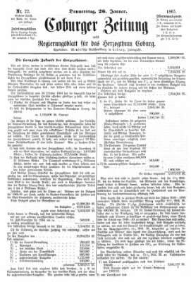 Coburger Zeitung Donnerstag 26. Januar 1865