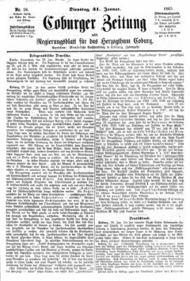 Coburger Zeitung Dienstag 31. Januar 1865