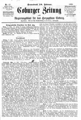 Coburger Zeitung Samstag 18. Februar 1865