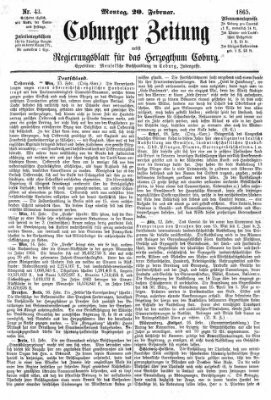 Coburger Zeitung Montag 20. Februar 1865