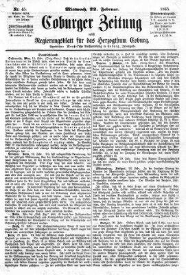 Coburger Zeitung Mittwoch 22. Februar 1865