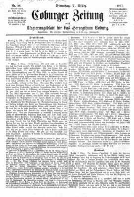 Coburger Zeitung Dienstag 7. März 1865