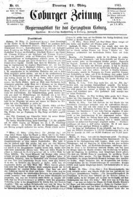 Coburger Zeitung Dienstag 21. März 1865