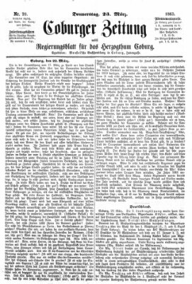 Coburger Zeitung Donnerstag 23. März 1865