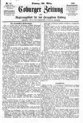 Coburger Zeitung Dienstag 28. März 1865