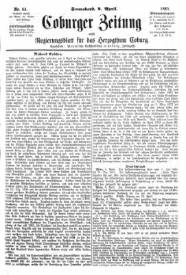 Coburger Zeitung Samstag 8. April 1865