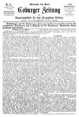 Coburger Zeitung Mittwoch 12. April 1865