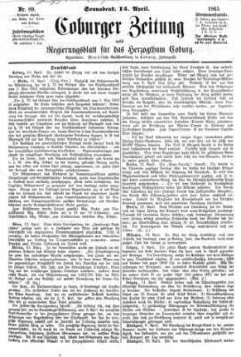 Coburger Zeitung Samstag 15. April 1865