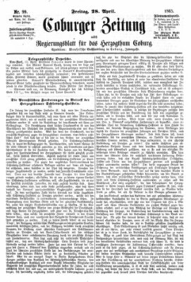 Coburger Zeitung Freitag 28. April 1865