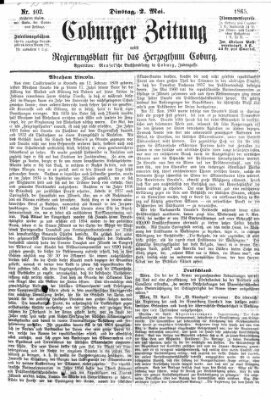 Coburger Zeitung Dienstag 2. Mai 1865