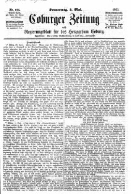 Coburger Zeitung Donnerstag 4. Mai 1865