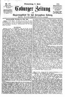 Coburger Zeitung Donnerstag 1. Juni 1865