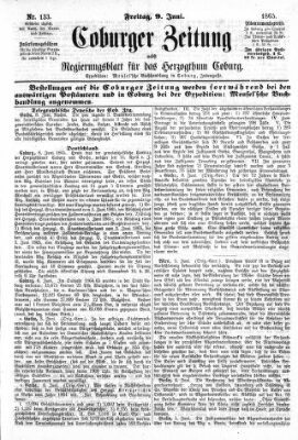 Coburger Zeitung Freitag 9. Juni 1865