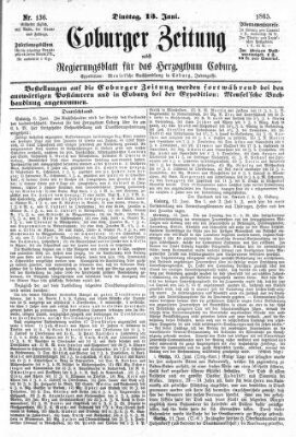 Coburger Zeitung Dienstag 13. Juni 1865