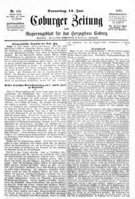 Coburger Zeitung Donnerstag 15. Juni 1865