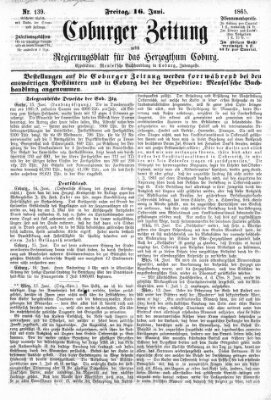 Coburger Zeitung Freitag 16. Juni 1865