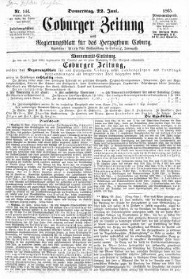 Coburger Zeitung Donnerstag 22. Juni 1865