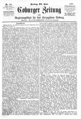 Coburger Zeitung Freitag 23. Juni 1865