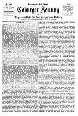 Coburger Zeitung Samstag 24. Juni 1865