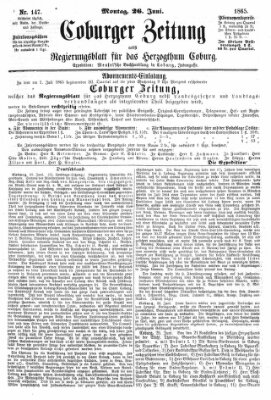 Coburger Zeitung Montag 26. Juni 1865