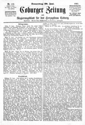 Coburger Zeitung Donnerstag 29. Juni 1865