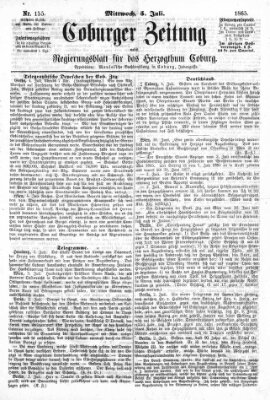 Coburger Zeitung Mittwoch 5. Juli 1865