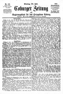 Coburger Zeitung Dienstag 18. Juli 1865