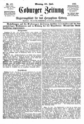 Coburger Zeitung Montag 31. Juli 1865