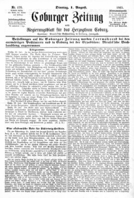 Coburger Zeitung Dienstag 1. August 1865