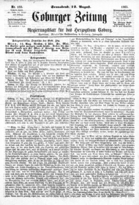 Coburger Zeitung Samstag 12. August 1865