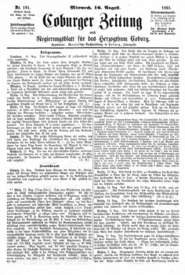 Coburger Zeitung Mittwoch 16. August 1865