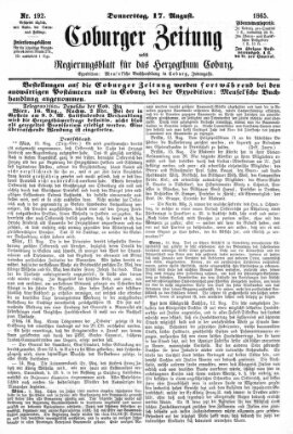 Coburger Zeitung Donnerstag 17. August 1865