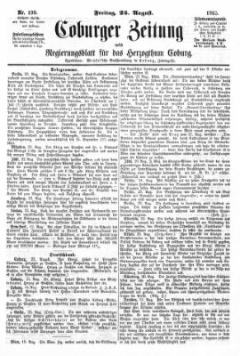 Coburger Zeitung Freitag 25. August 1865