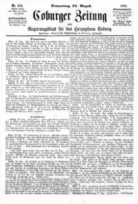 Coburger Zeitung Donnerstag 31. August 1865