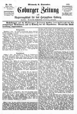 Coburger Zeitung Mittwoch 6. September 1865